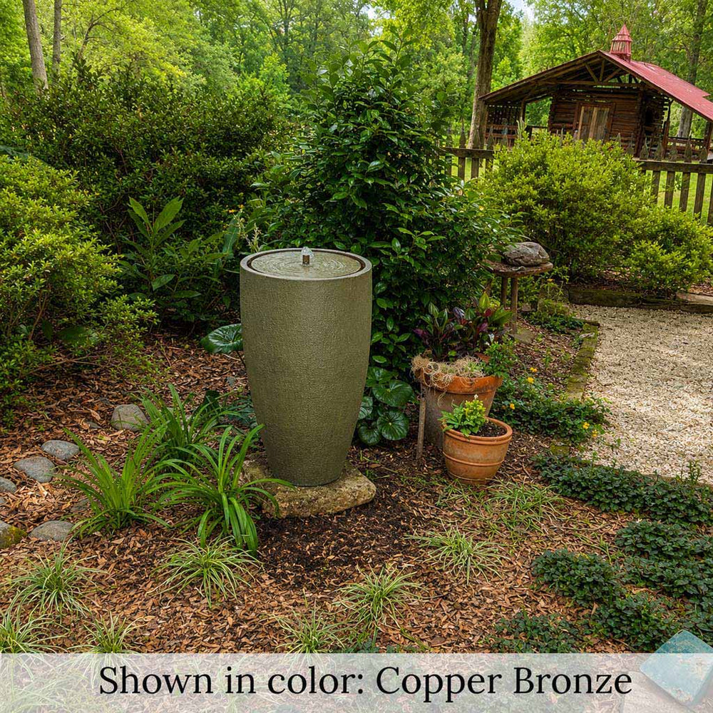 Manzanita Fountain Copper Bronze in action in the garden.
