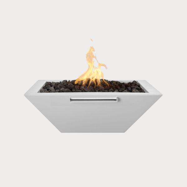 Maya Powder Coated Fire and Water Bowl, White against gray background