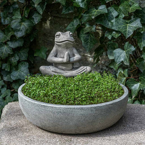 Meditation Frog Bowl on ledge in backyard