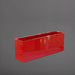 Miami Rectangle Fiberglass Planter in gloss red against gray background.