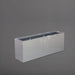 Miami Rectangle Fiberglass Planter in metallic silver against gray background.