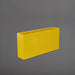 Milano Narrow Rectangle Planter in gloss saffron against gray background.