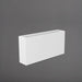 Milano Narrow Rectangle Planter in matte bright white against gray background. 