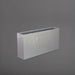 Milano Narrow Rectangle Planter in metallic silver against gray background.