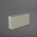  Milano Narrow Rectangle Planter in satin beige against gray background.