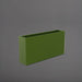 Milano Narrow Rectangle Planter in satin green against gray background.