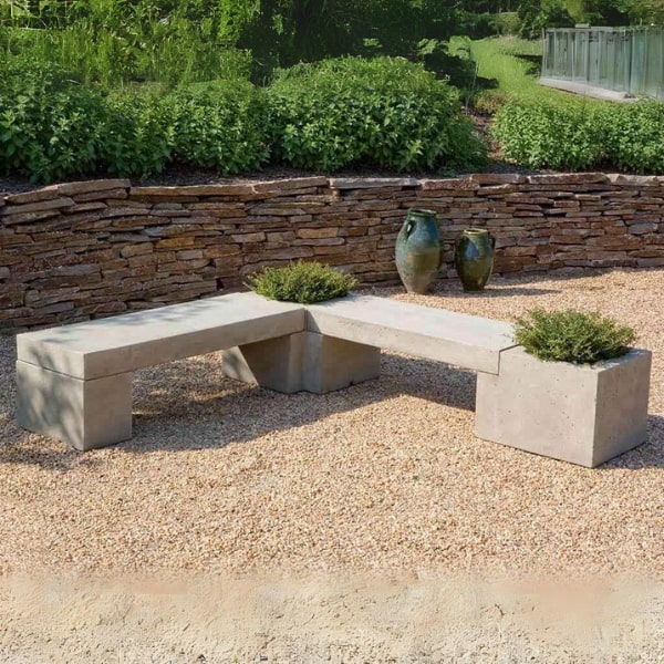 Modular Bench Configuration 2 on gravel in the backyard