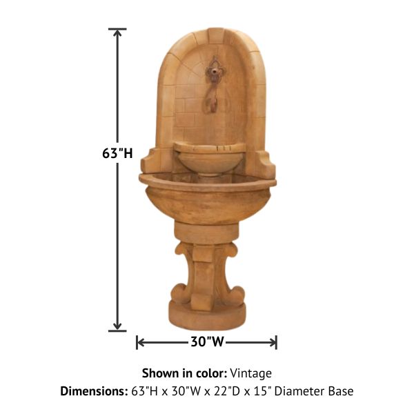 Montefalco Corner Fountain for Rustic Spout with product details.
