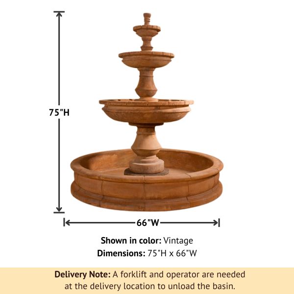 Montefalco Three Tier Pond Fountain with product details.