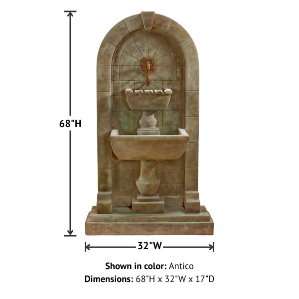 Monterosso Wall Fountain with product details.