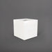 Montroy Cube Fiberglass Planter in gloss bright white against gray background.
