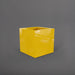 Montroy Cube Fiberglass Planter in gloss saffron against gray background.
