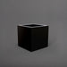 Montroy Cube Fiberglass Planter in matte black against gray background.