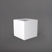 Montroy Cube Fiberglass Planter in matte bright white against gray background.