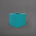 Montroy Cube Fiberglass Planter in satin seafoam green against gray background.