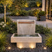 Mystic Falls Fountain on patio in action at dusk.