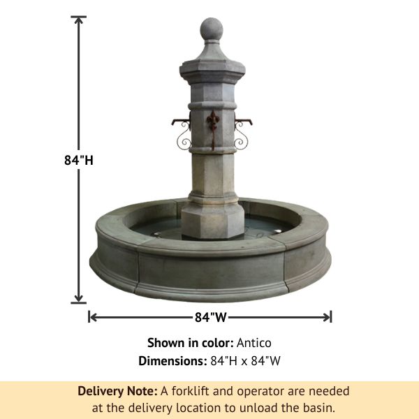 Octavia Column Only Plumbed for Pond on grass with product details.
