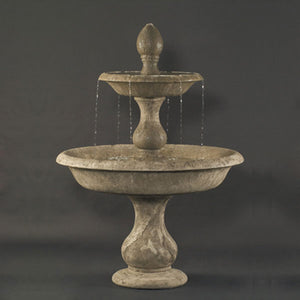 Old Toscano Fountain running against gray background