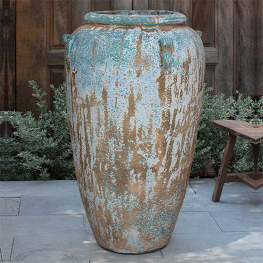 Paestum Jar Planter - Vicolo Como - S/1 on concrete in the backyard