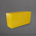 Panama Tapered Rectangle Planter in gloss saffron against gray background.
