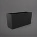 Panama Tapered Rectangle Planter in matte black against gray background.
