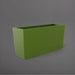 Panama Tapered Rectangle Planter in satin green against gray background.