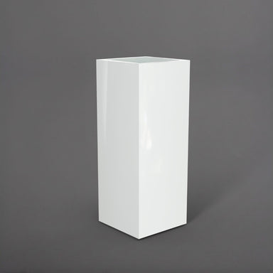 Perth Tall Corner Fiberglass Planter in gloss bright white against gray background.