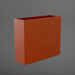 Perth Tall Rectangle Fiberglass Planter in matte terra cotta against gray background.