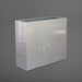 Perth Tall Rectangle Fiberglass Planter in metallic silver against gray background.