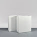 Perth Tall Rectangle Fiberglass Planter on concrete shown with different sizes. 