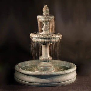 Pioggia Fountain with 55 inch Basin running against black background