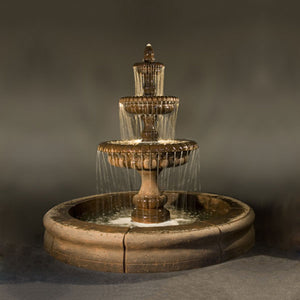 Pioggia Fountain with Fiore Basin running against gray background