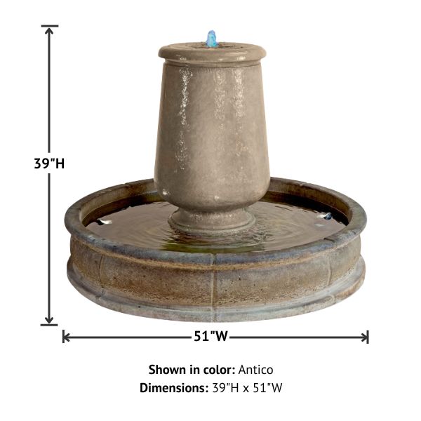 Planum Urna Fountain with product details.