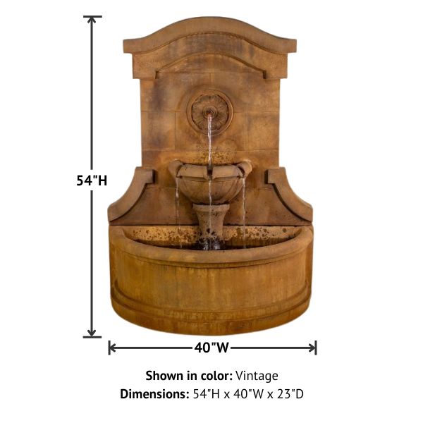Portofino Wall Fountain with product details.
