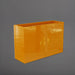 Potsdam Rectangle Fiberglass Planter in gloss tangerine against gray background.