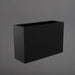Potsdam Rectangle Fiberglass Planter in matte black against gray background.