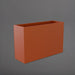 Potsdam Rectangle Fiberglass Planter in matte terra cotta against gray background.
