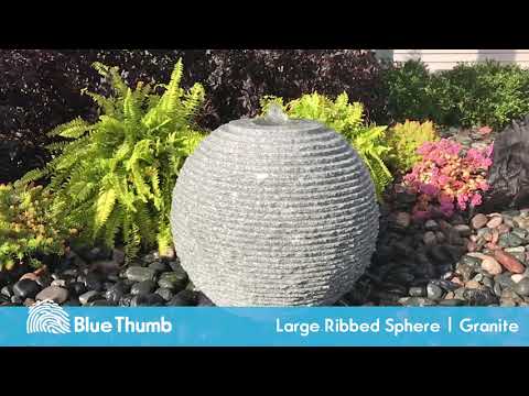 Small Ribbed Black Sphere Fountain Video