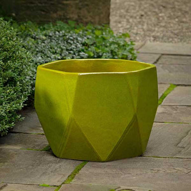 Prism Planter - Emerald on concrete in the backyard