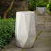 Prism Planter, Tall - White on concrete in the backyard