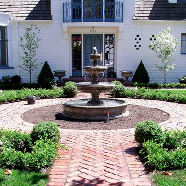 Provence Three Tier Fountain in action in the backyard.