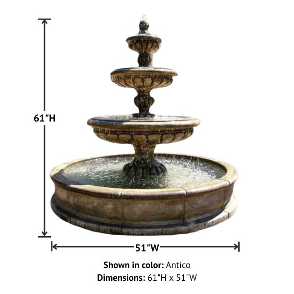 Provence Three Tier Pond Fountain with product details.