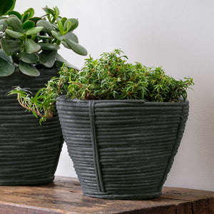 Reed Planter in charcoal filled with plants
