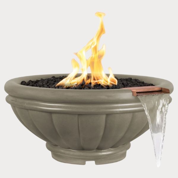 Roma GFRC Fire and Water Bowl, Ash against gray background