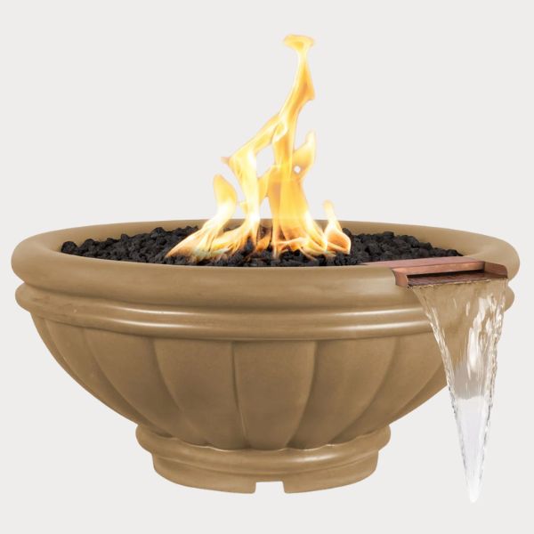 Roma GFRC Fire and Water Bowl, Brown against gray background