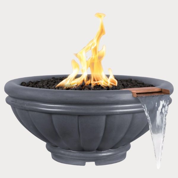 Roma GFRC Fire and Water Bowl, Gray against gray background