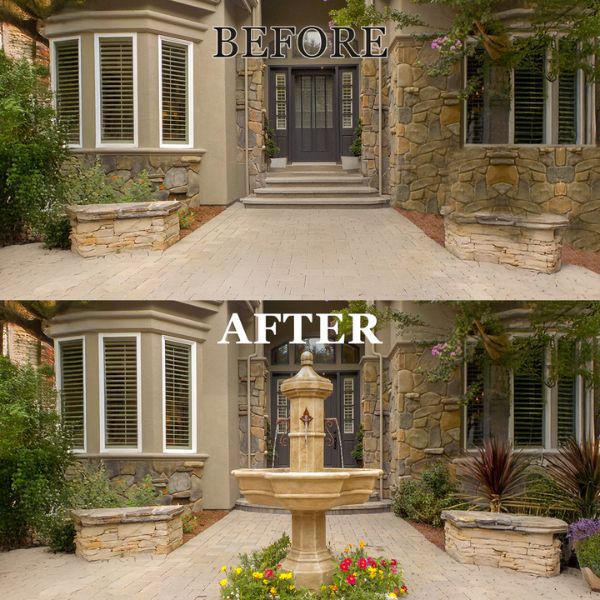 Roubaix Fountain for Rustic Spouts before and after.