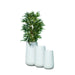 Saigon Tapered Round Fiberglass Planter shown in three different sizes.