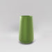 Saigon Tapered Round Fiberglass Planter in satin green against gray background.