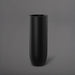 Saint Tropez Tall Bullet Round Fiberglass Planter in matte black against gray background.
